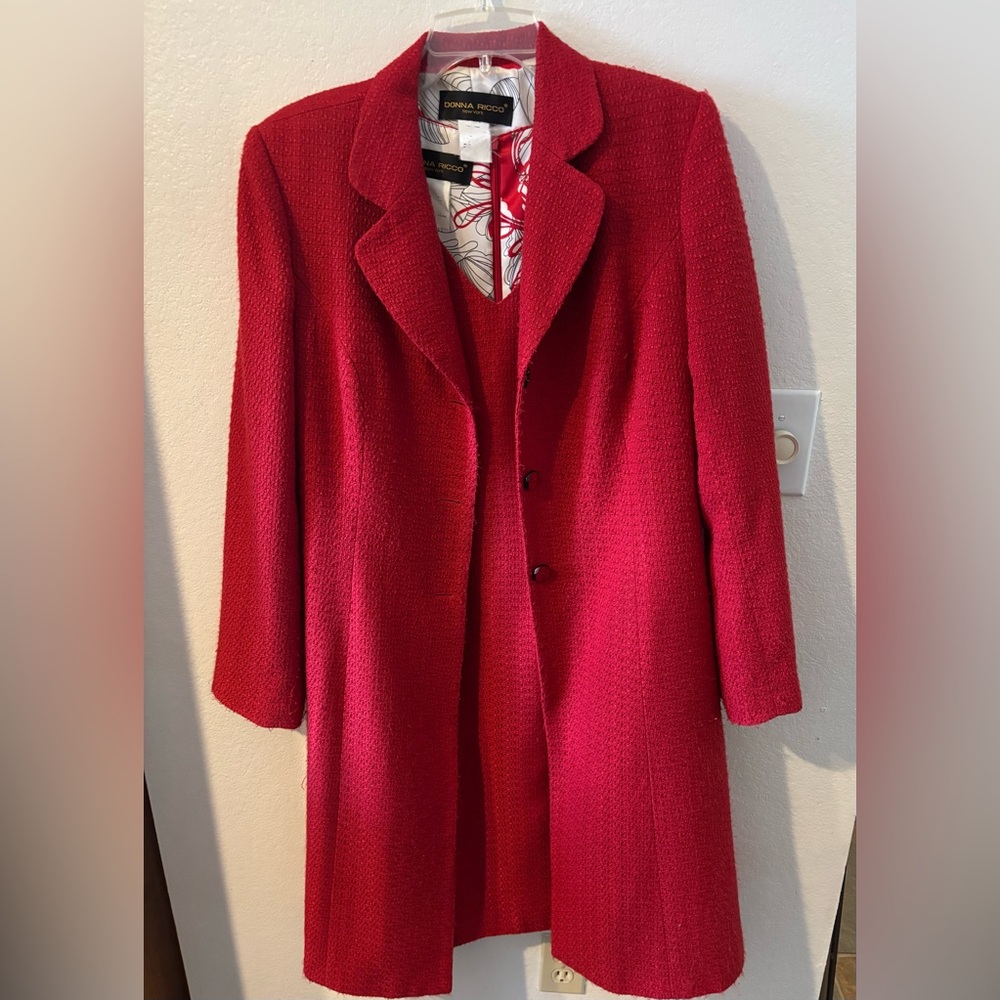 Donna Ricco Red Sheath Dress with Matching Coat